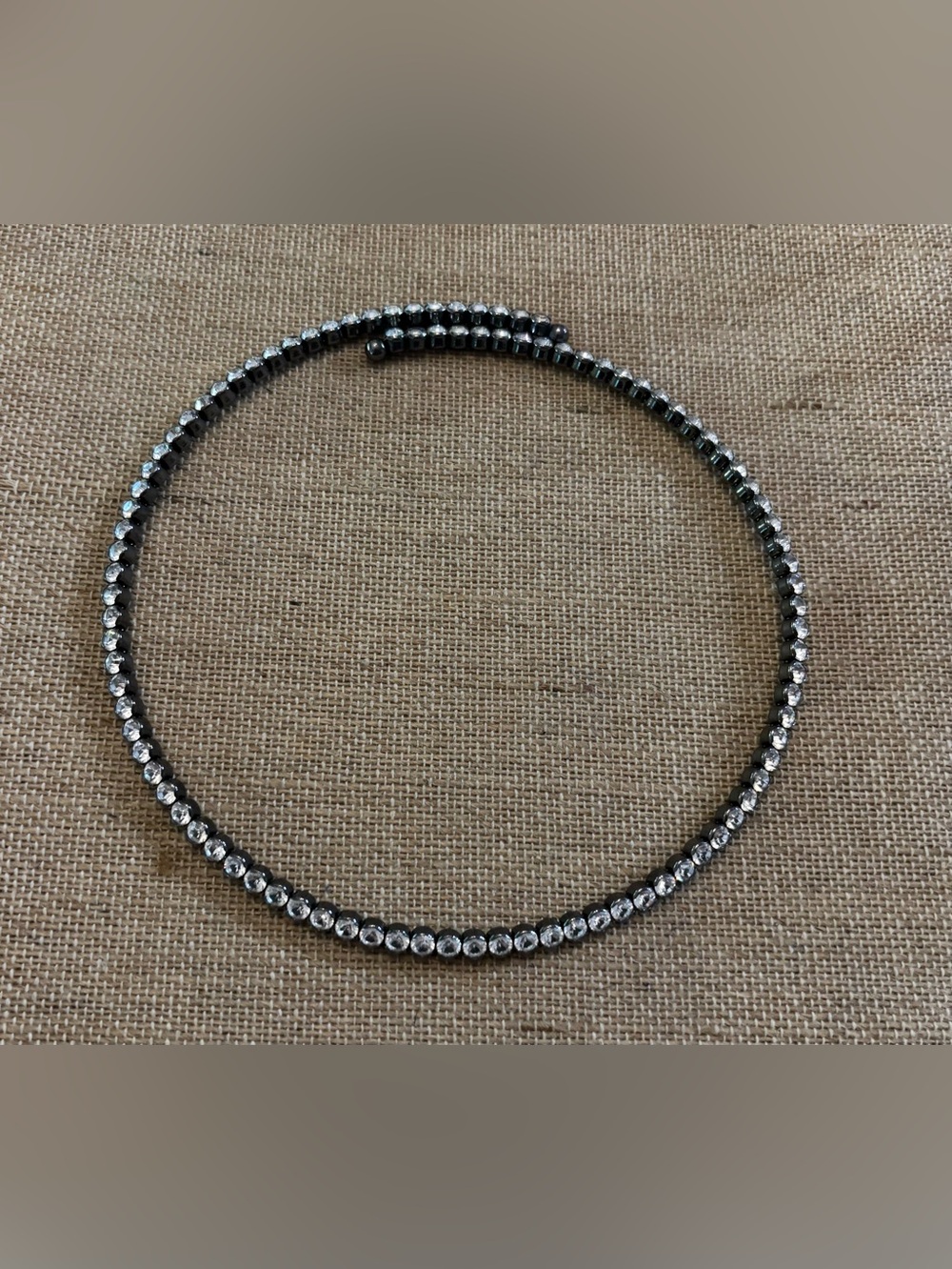 Silver Tone Crystal Rhinestone Tennis Choker Necklace